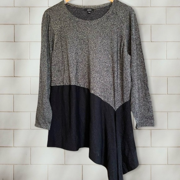 Alfani Tops - Alfani Black and Gray Shimmer Textured Knit Top